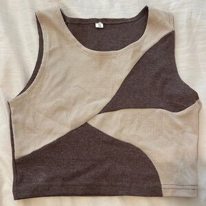 SHEIN Two-Tone Sleeveless Crop Top